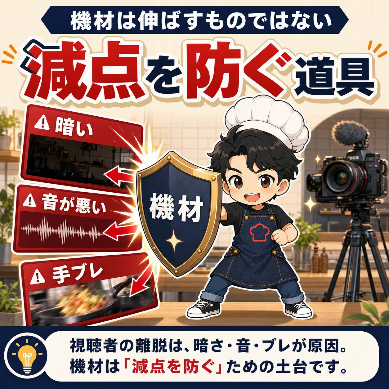 機材は伸ばすものではなく減点を防ぐ道具