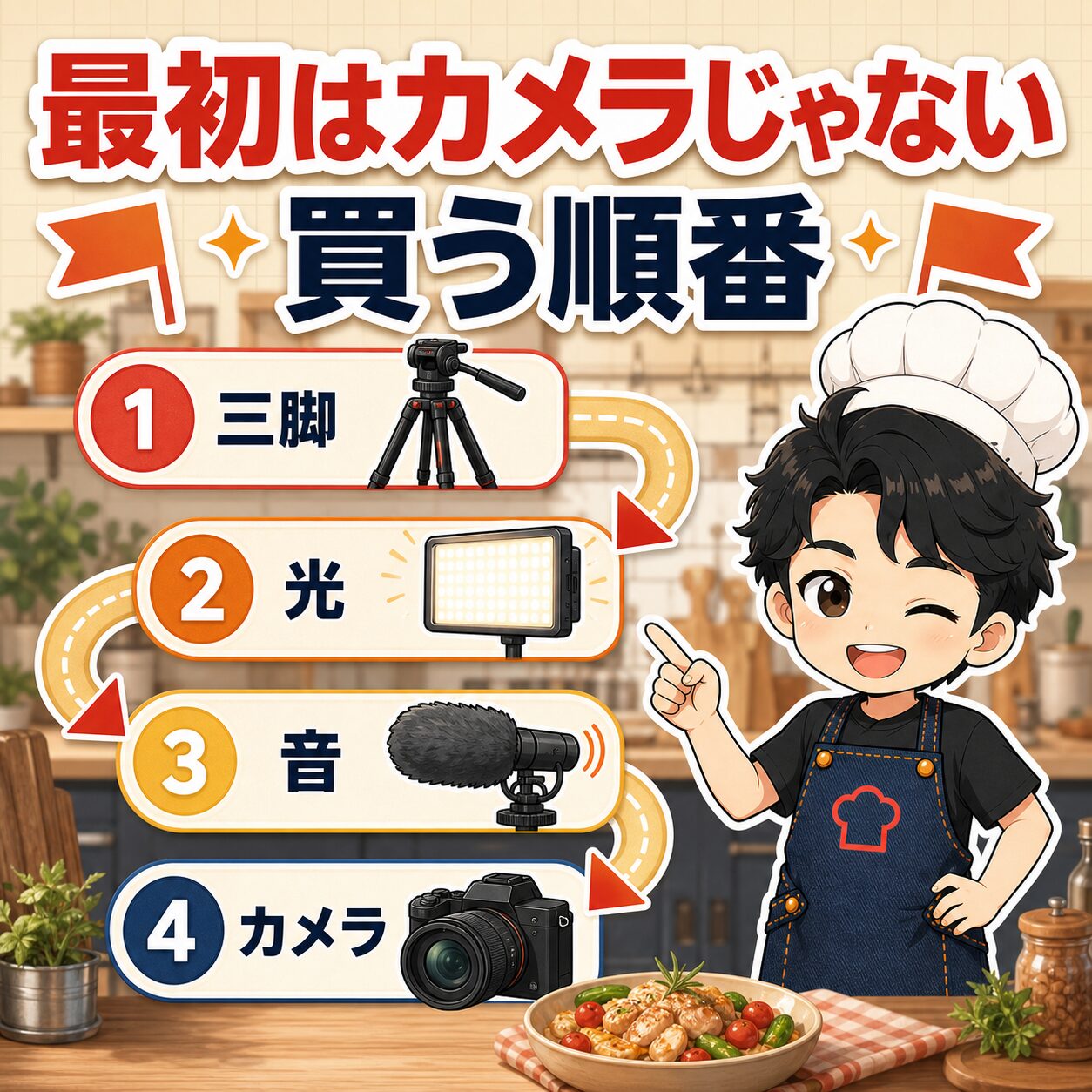 買う順番は三脚→光→音→カメラ
