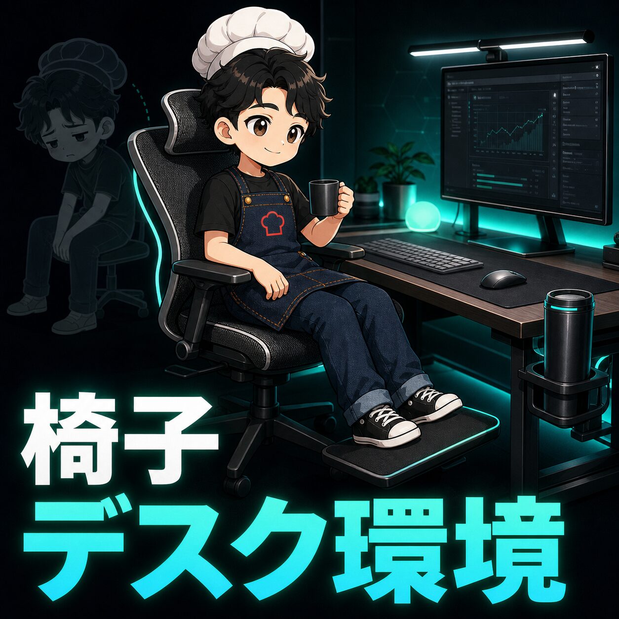 椅子とデスク環境のインフォグラフィック