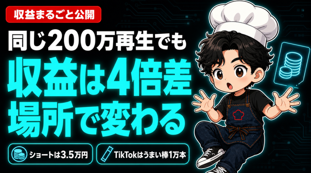 同じ200万再生でも収益は4倍差(うまい棒版)