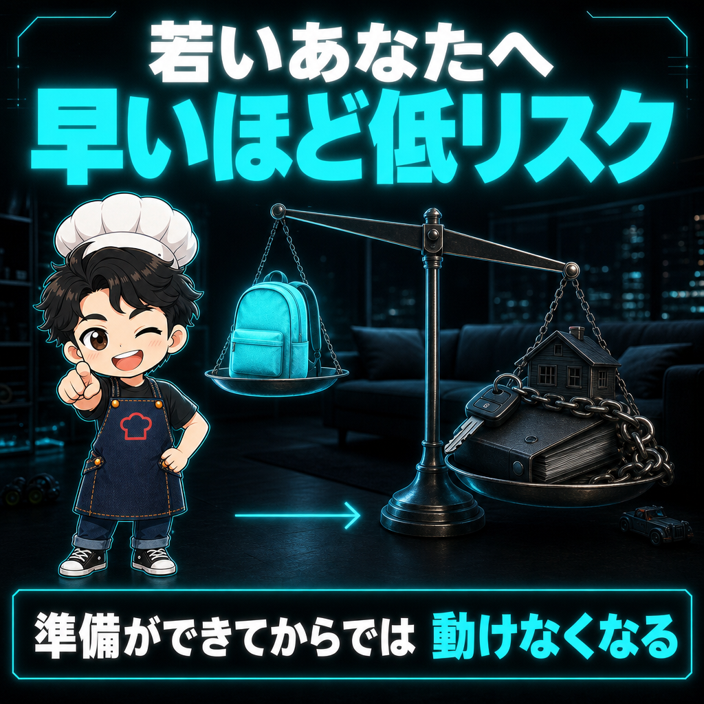 若いあなたへ。挑戦は早いほど低リスク