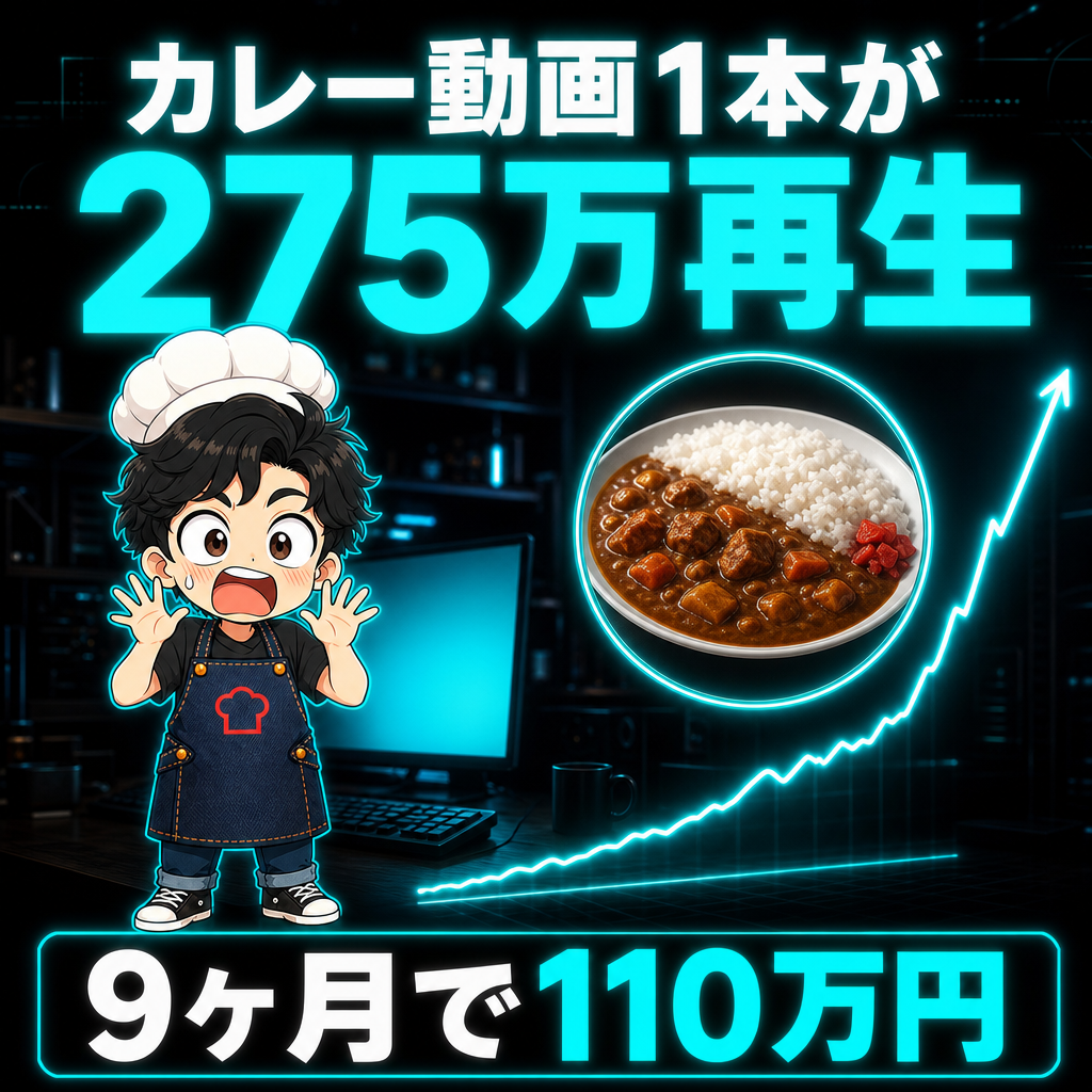 カレー動画1本が275万再生、9ヶ月で110万円