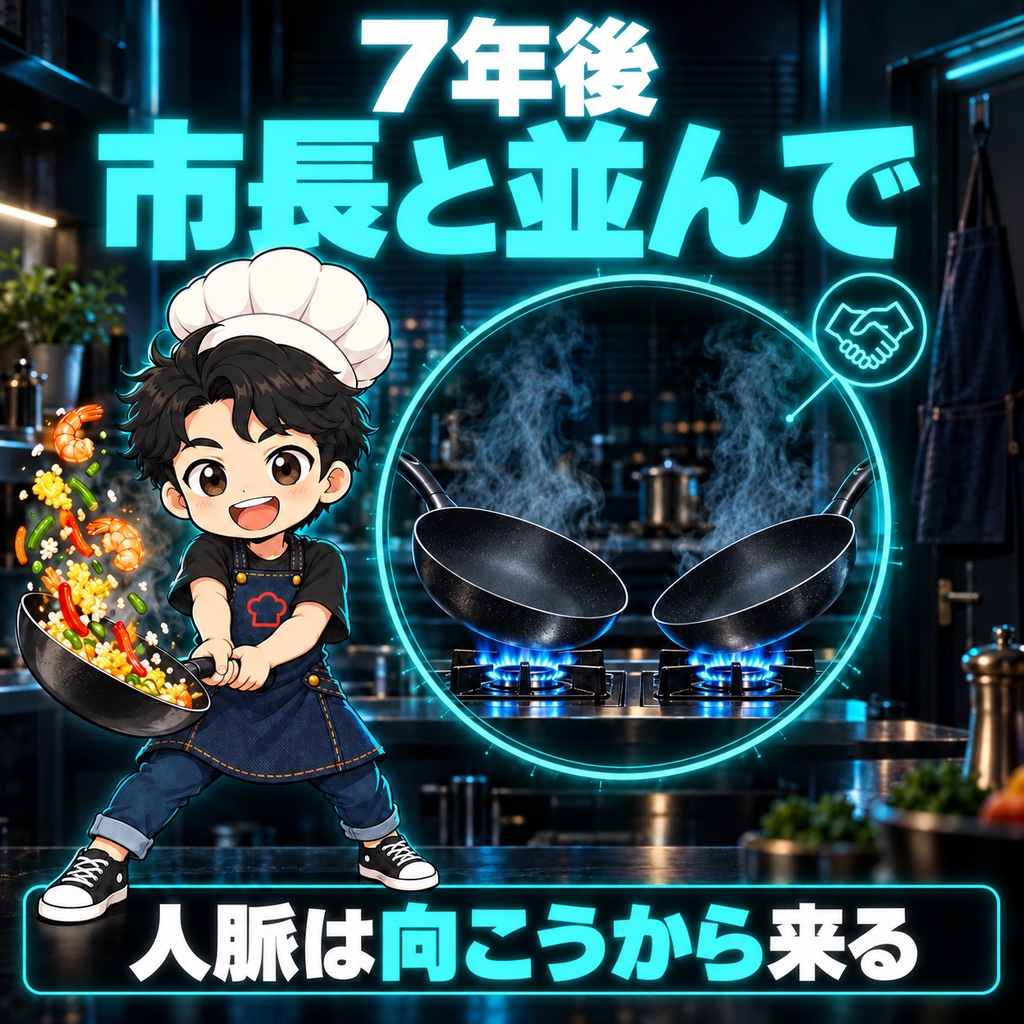 市長と並んで、フライパンを振った日