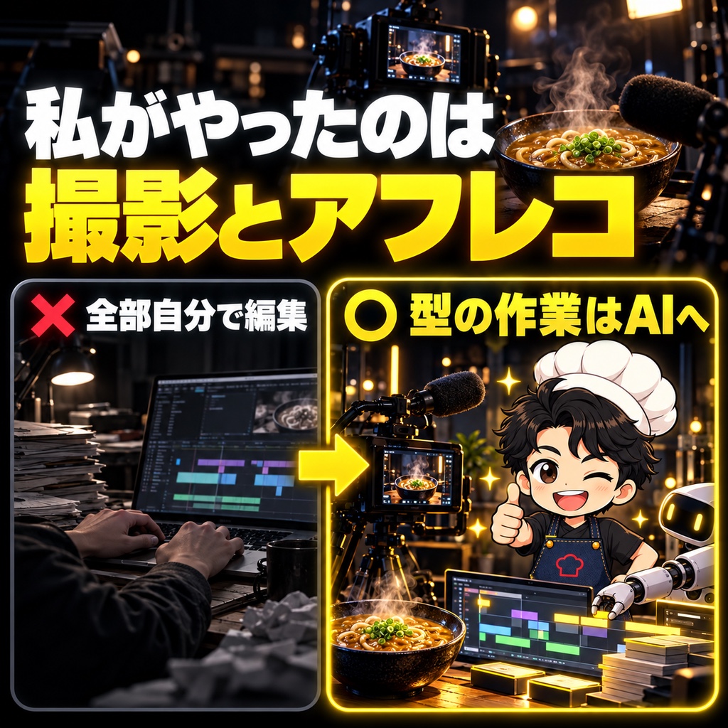 AIに任せたのは6つ。私がやったのは、撮影とアフレコだけ