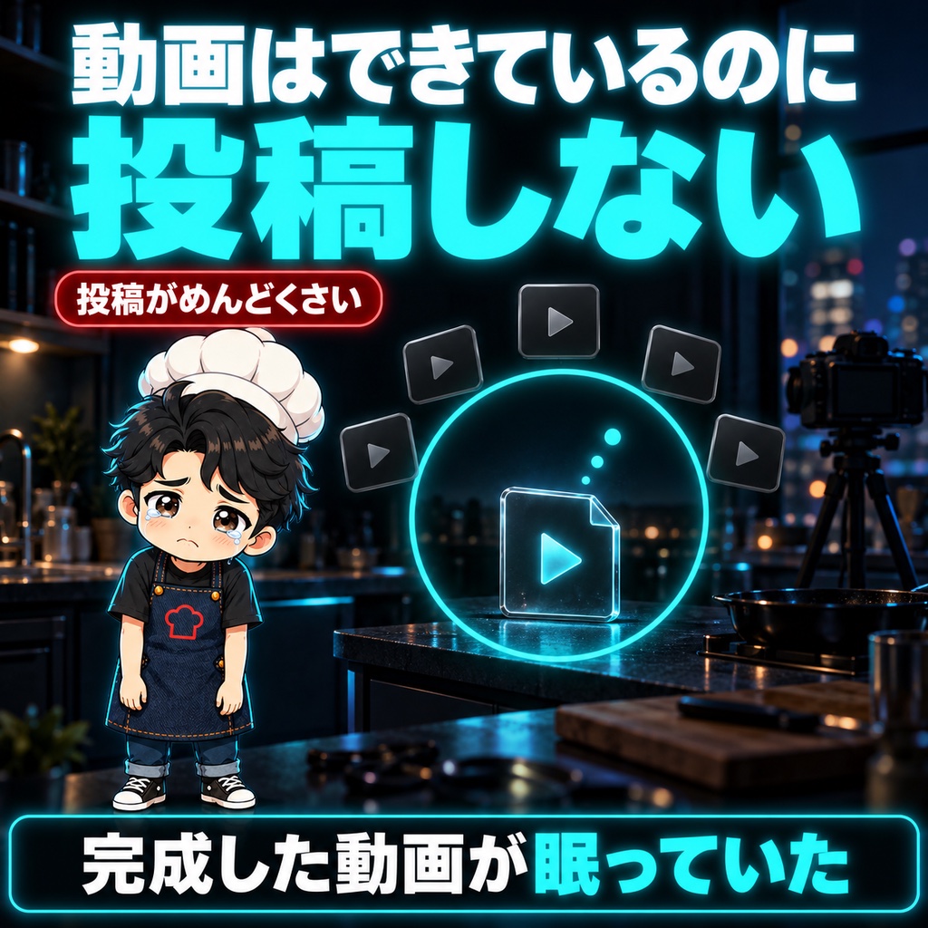動画はできているのに、投稿しない