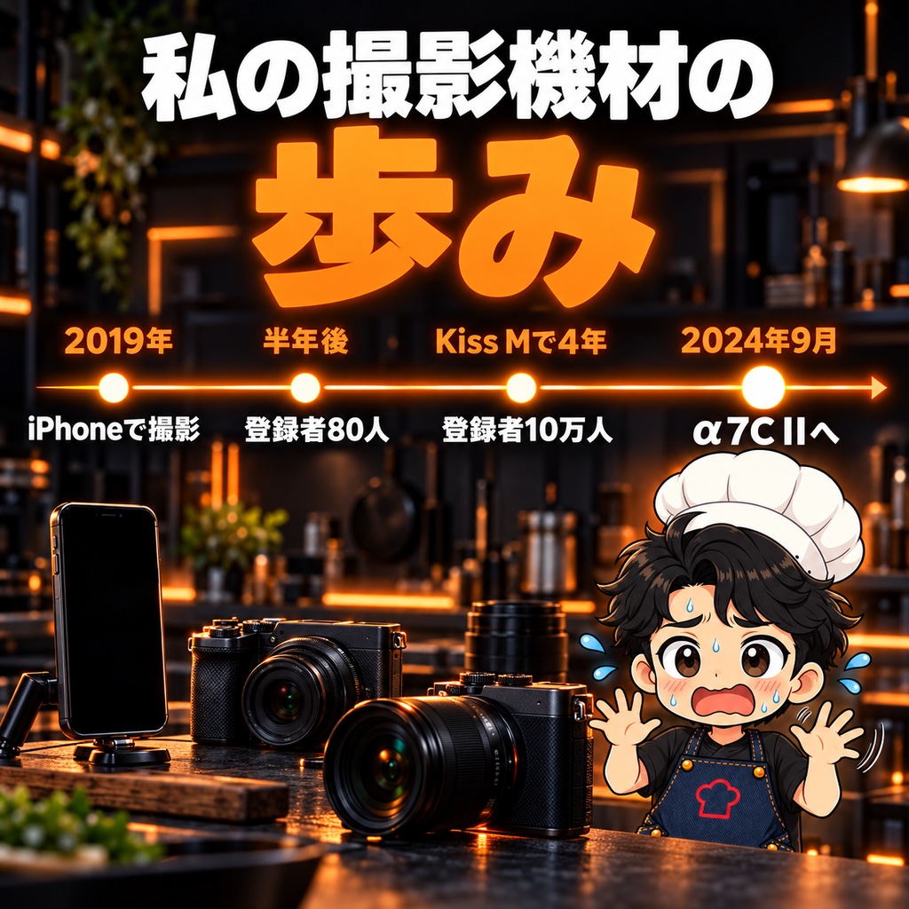 私の撮影機材の歩み:2019年iPhone→半年で登録者80人→Kiss Mで4年・10万人→2024年9月α7C IIへ