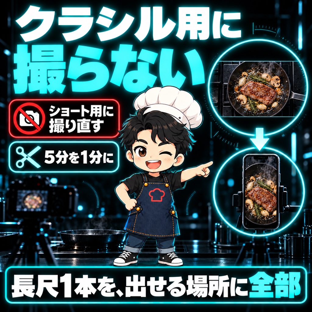 クラシルのショート動画はどう作る？私は新しく撮らずに、YouTubeの素材から作る