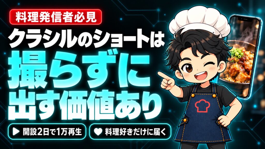 【SNS攻略】クラシルのショート動画は投稿する価値がある？開設2日で1万再生、フォロワー1万人まで続けた料理系YouTuberの答え