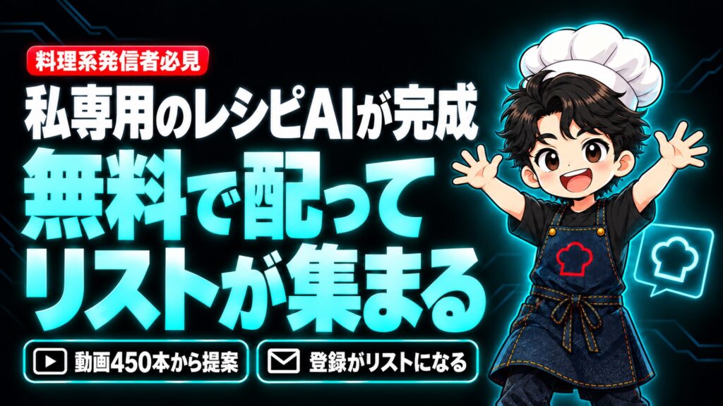 【AI活用】ずっと作りたかった「私専用のレシピAI」が完成しました。無料で配って、リストが自動で集まります。