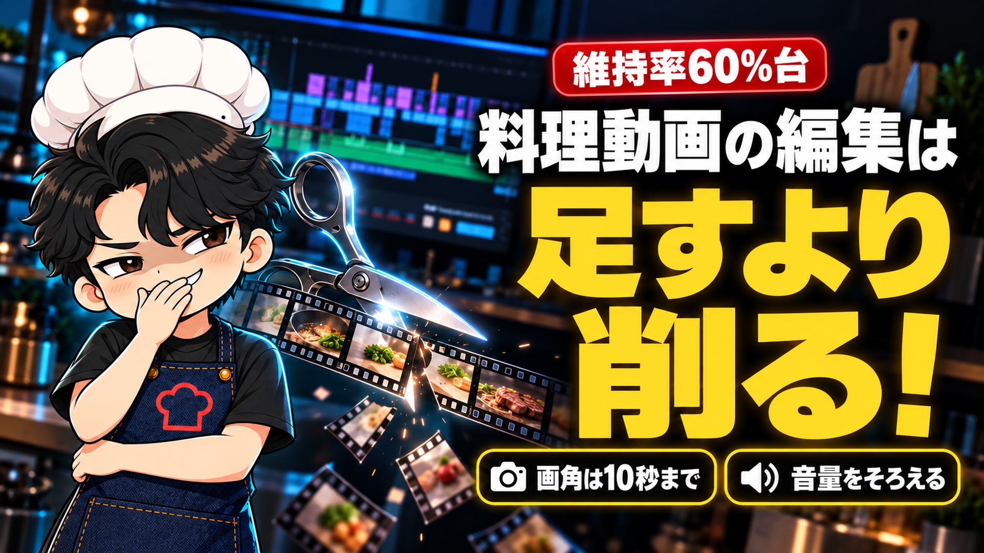 【YouTube攻略】料理動画の編集のコツは「足す」より「削る」｜視聴維持率を60%台まで上げた私の決まり