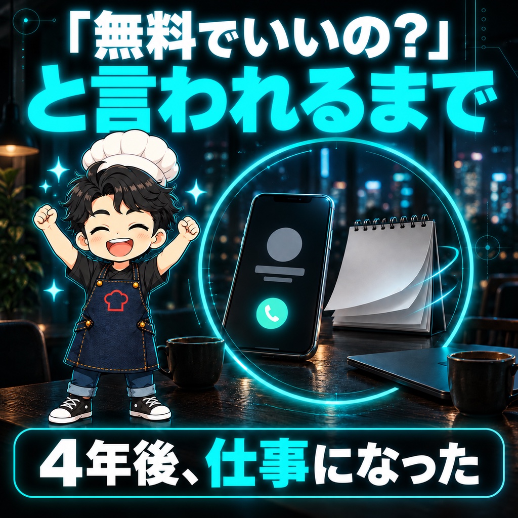 「無料でいいんですか?」と言われるまでやる。そして、4年後